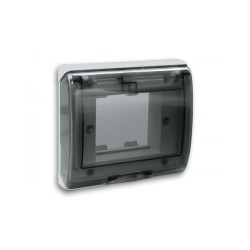 PLAQUE ETANCHE ENCASTREE CARREE 2 MODULES S45 COUVERCLE RIGIDE FUME|sfh|1e0c0228f145|