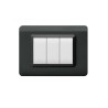 PLAQUE TECHNOPOLYMERE 44 RECTANGULAIRE GRIS FONCÉ METALLISÉ 3 MODULES|sfh|307d8eba34be|